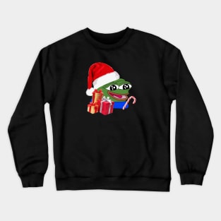 Christmas Peepo Pepe The Frog Meme Happy Cute Wholesome Crewneck Sweatshirt